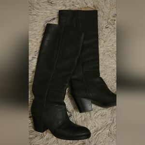 Acne Studios Women's Black Leather Riding Boots Knee-High EU 38